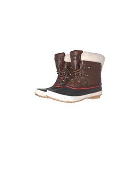 Tommy Hilfiger Womens Brown & Black Duck Boots With Faux Shearling Lining Waterp